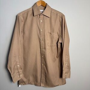 Joseph Abboud Men's Regular Fit Long Sleeve Button Up Shirt Caramel 15.5 - 32/33